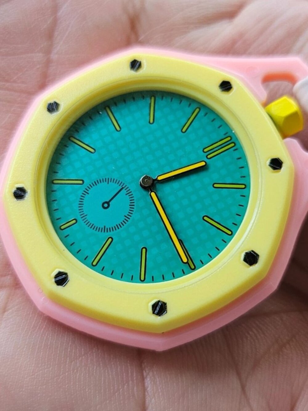 Fashion Pocket Watch Analog Quartz Hand Watch Pink/Yellow Tone Sport Watch